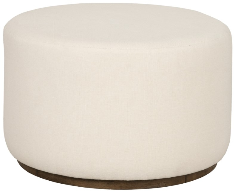 Pouf Drum Shape Chunky Woven Loops Ivory Tactile Surface