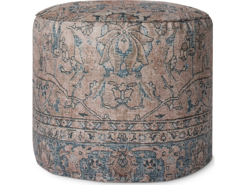 Pouf, Intricate Embroidery, Navy and Cream Traditional Pattern, Boho