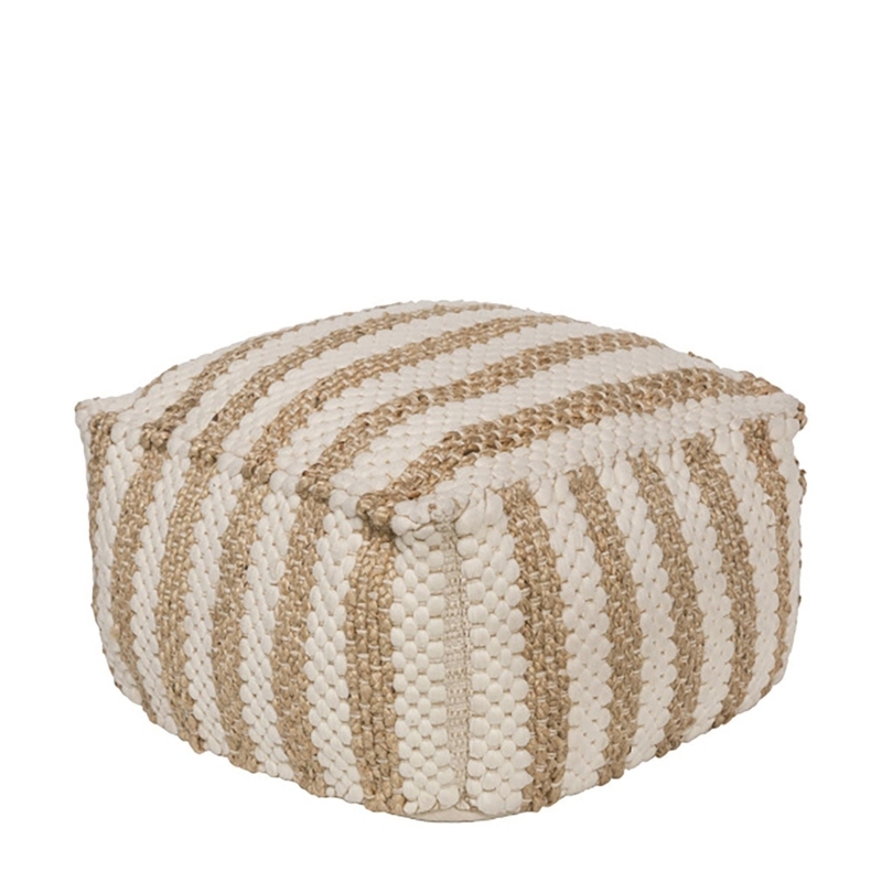 Pouf Large Braided Woven Seating, Coastal Oversized Drum Shape