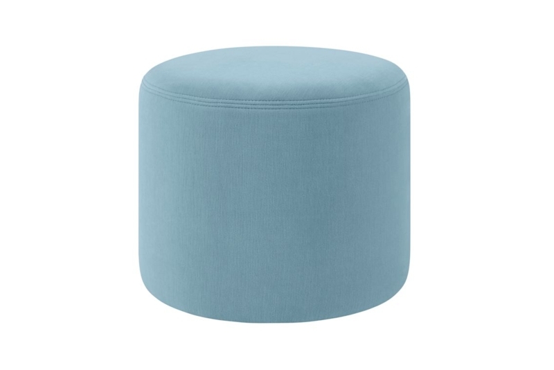 Pouf Low Profile Round Woven Texture Piping Detail