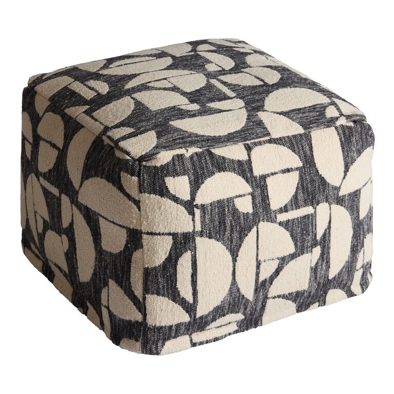 Pouf Modern Boho Floor Seating with Geometric Jacquard Weave