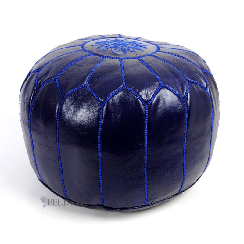 Pouf Moroccan Leather Style Embroidered Floor Seating Bohemian