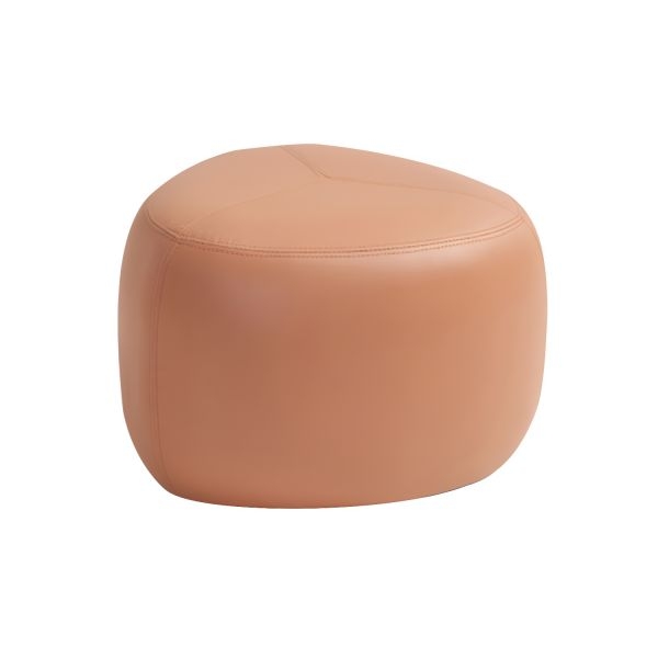Pouf Orange Faux Leather Square Piped Stitching Contemporary