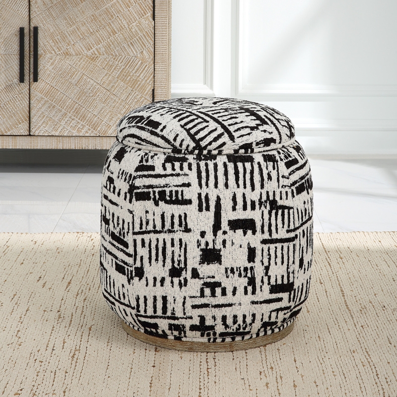 Pouf Ottoman Abstract Geometric Ottoman Seating Round Shape