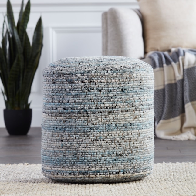 Pouf Ottoman Cubic Silhouette Textured Weave Minimalist