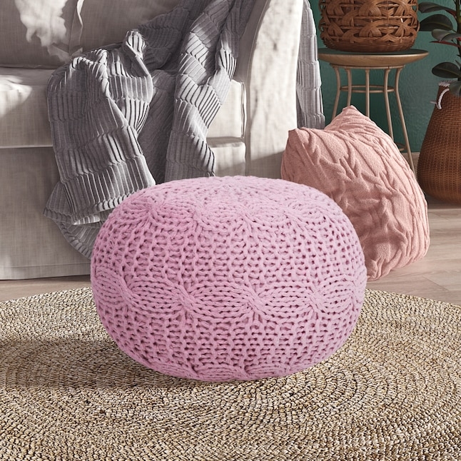 Pouf Ottoman Cylindrical Channel Tufted Flat Top