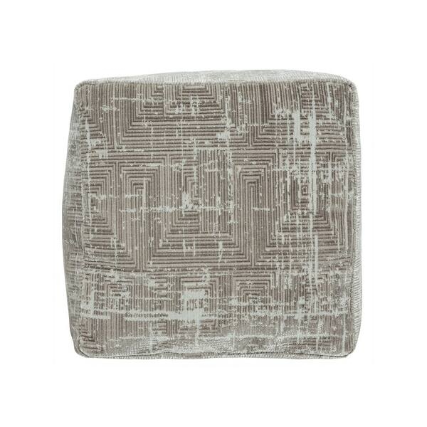 Pouf Ottoman Grey Geometric Triangle Pattern Scandinavian Style