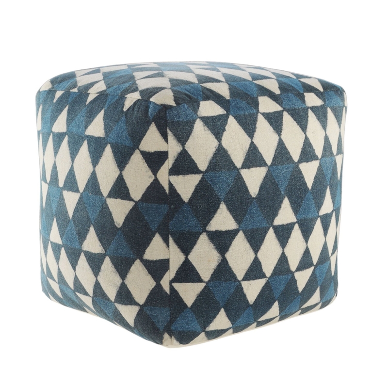 Pouf Ottoman Handmade Blue Chevron Pouf Seating Square Silhouette