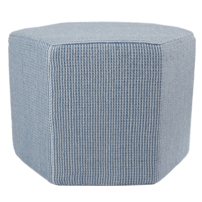 Pouf Ottoman Indigo Blue Abstract Watercolor Pattern Drum Shape