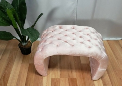 Pouf Ottoman Metallic Rose Gold Capitonne Tufted