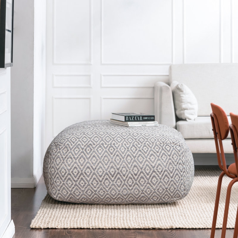 Pouf Ottoman Modern Upholstered Pouf Decor Geometric Line Work