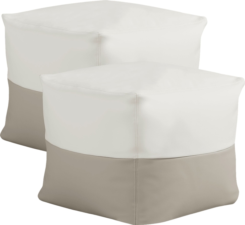 Pouf Ottoman Outdoor Vinyl Cylindrical Weather Resistant