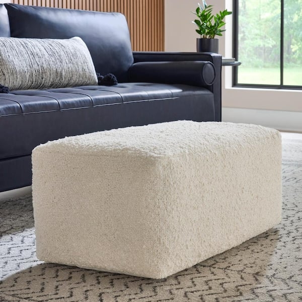 Pouf Ottoman Oversized Silhouette Minimalist Ivory Accent Piece