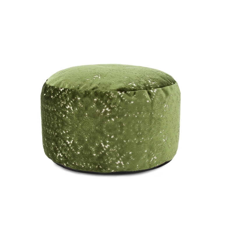 Pouf Round Emerald Green Velvet Tapered Peg Legs Pleated