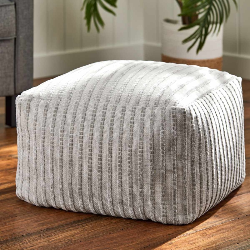 Pouf Round Light Grey Bubble Dot Texture Tactile Accent Footstool