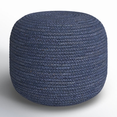 Pouf Round with Vertical Seaming and Button Tuft