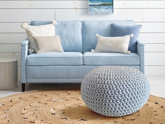 Pouf Spherical Braided Texture Scandinavian Cotton Like
