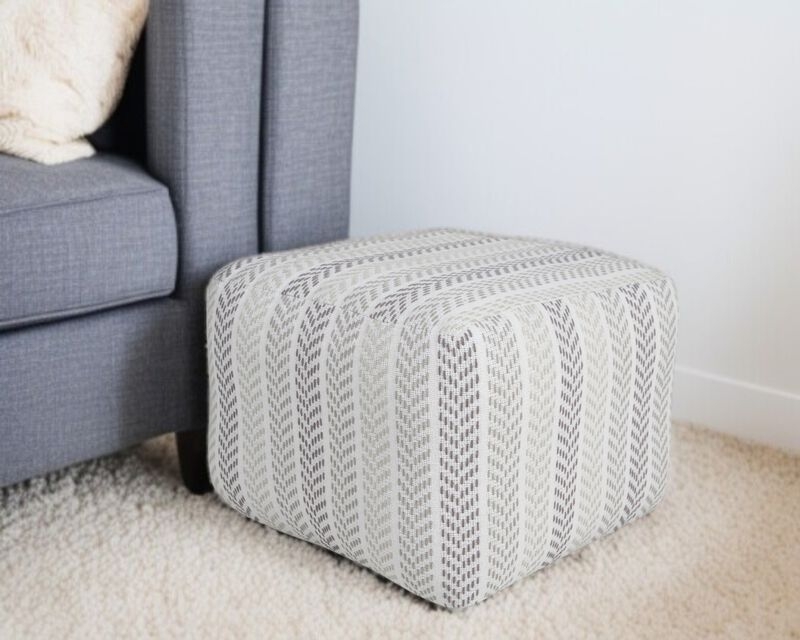 Pouf Square Silhouette Stitched Seams Graphic Gray Woven Cotton