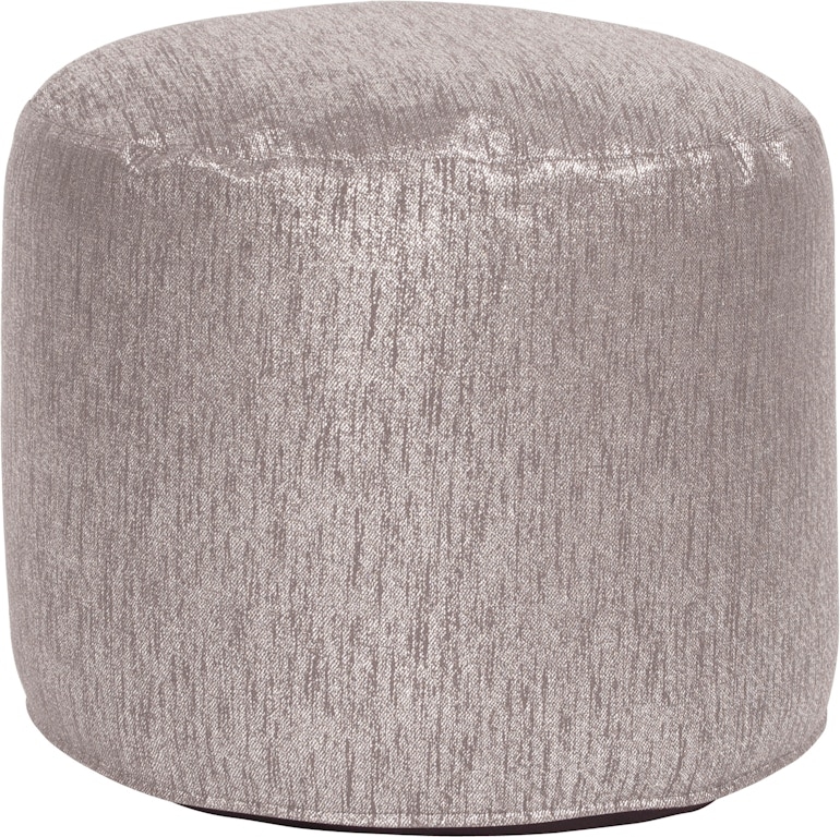 Pouf Tall Cylindrical Crushed Pewter Metallic, Luxe Living Room Accent