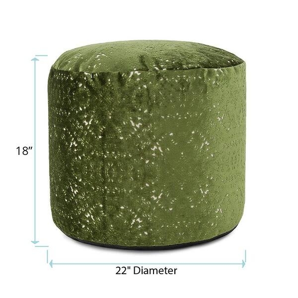 Pouf Tall Cylindrical Ribbed Velvet Fabric Seating