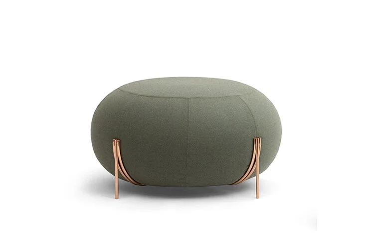 Pouf with Ribbed Surface: Charcoal Cylindrical Modern Minimalist Seating
