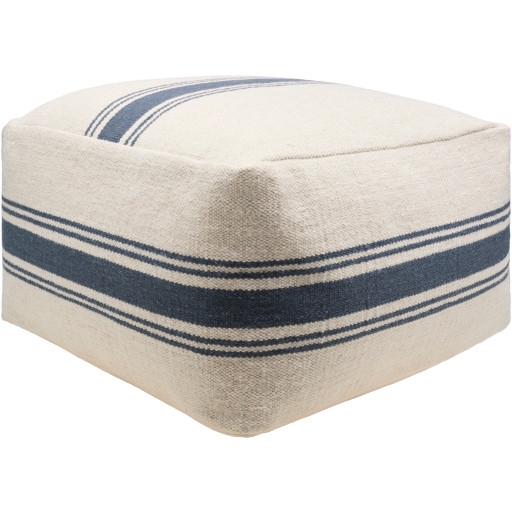 Pouf Woven Cube Navy Stripes Coastal Casual Seating
