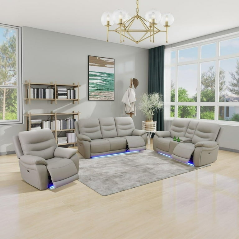 Power Reclining Living Room Set with Split Back Cushions and USB Port.