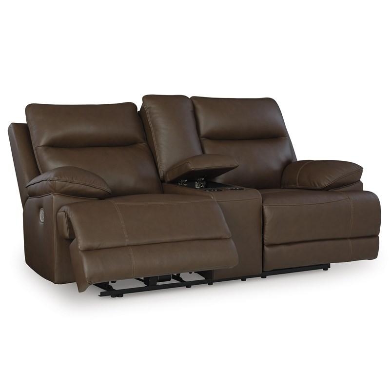 Power Reclining Loveseat featuring Matte Fabric and Padded Arms