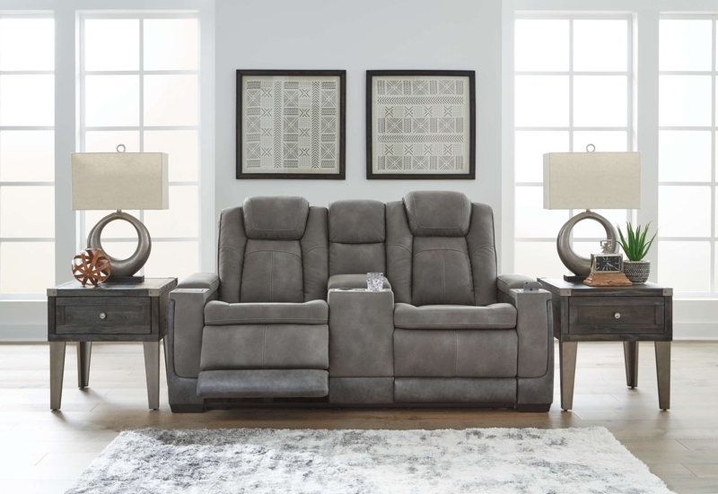 Power Reclining Loveseat in Soft Microfiber Fabric with Console