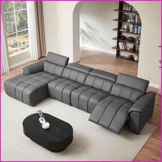 Power Reclining Sectional Cognac Leather-Like USB Port L-Shape