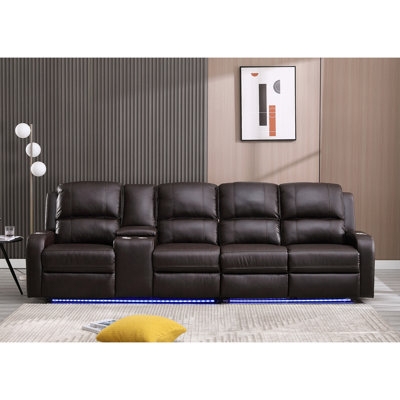 Power Reclining Sectional with LED Lighting and Cup Holders