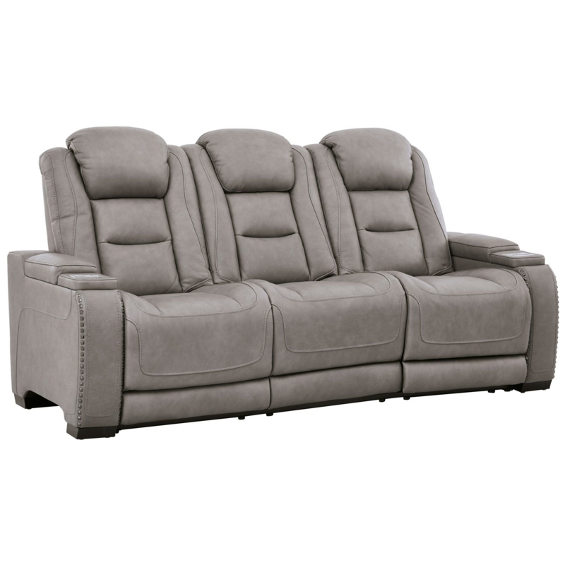 Power Reclining Sofa Charcoal Gray, Center Console & Cup Holders