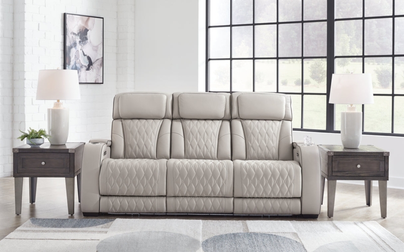 Power Reclining Sofa with Lumbar Support & Drop-Down Console