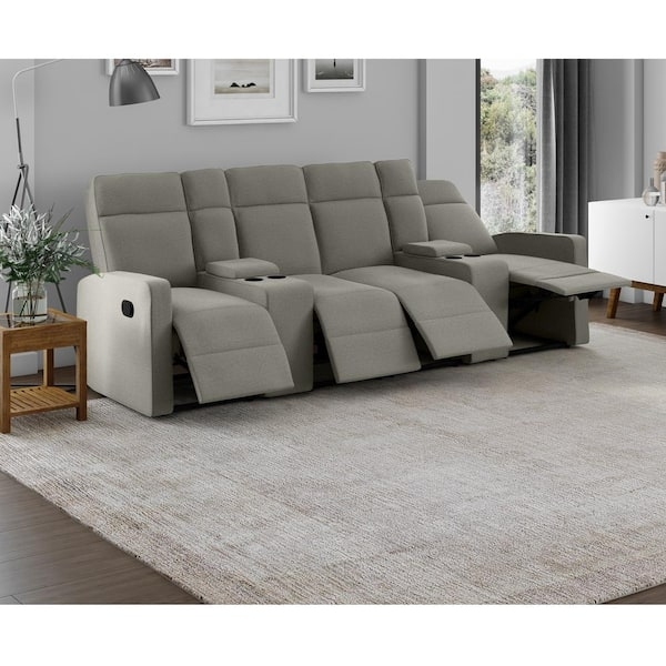 ProLounger 4-Seat Reclining Sofa 114 in. Wide with 2-Storage Consoles in  Gray RCL93-BRM16-4SC