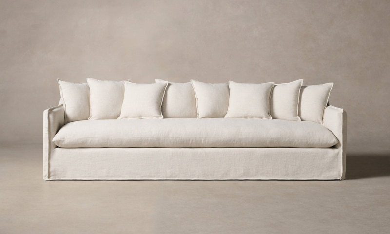 Pure White Performance Linen Weave Sofa with Scatter Back Cushions
