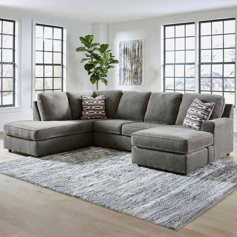 Putty Sectional Low Profile Silhouette L-Shaped Chaise Lounge