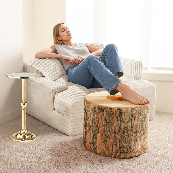Realistic Log Trunk Pouf Ottoman, Rustic Woodland Nursery Decor