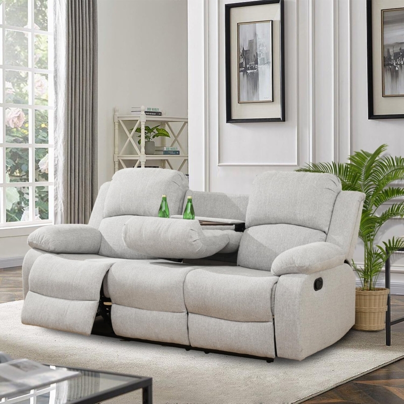 Recliner Sofa with Two-Tone Microfiber Upholstery
