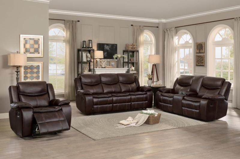 Reclining Living Room Set with Contrast Stitching and Pillow Top Arms (75 chars)