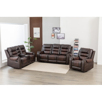 Reclining Living Room Set with Drop Down Console & Cupholders