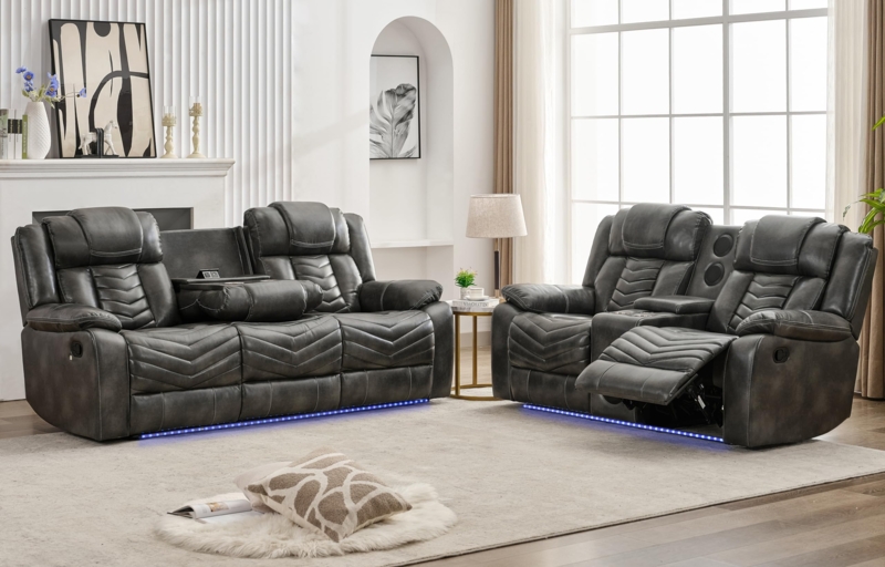 Reclining Living Room Set with Integrated Speakers & LED Lighting