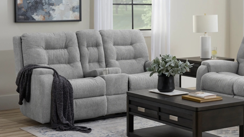 Reclining Loveseat Power Silver Console Adjustable Headrests