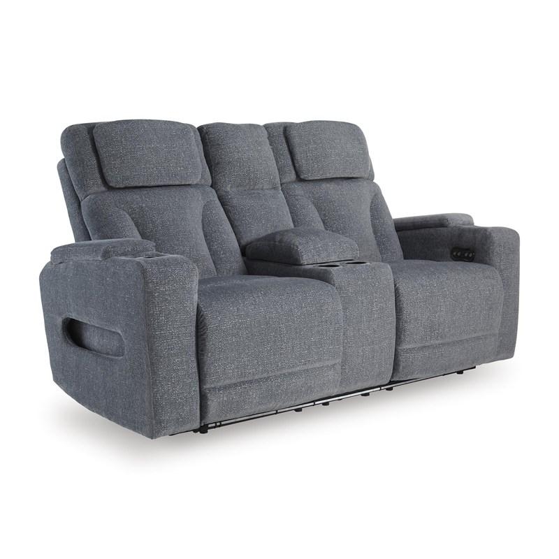 Reclining Loveseat with Padded Arms and Divided Backrest in Charcoal