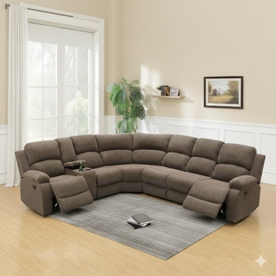Reclining Sectional Manual Recline Dark Brown Console Storage