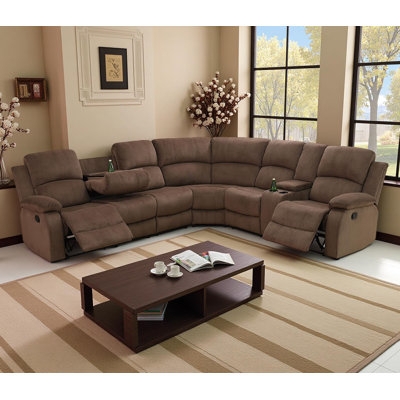 Reclining Sectional Overstuffed Silhouette Charcoal Integrated Console