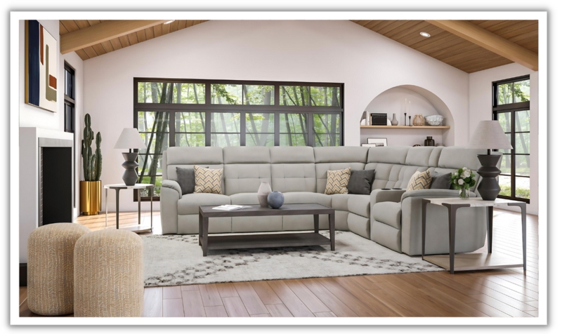 Reclining Sectional Sofa Charcoal Grey L-Shaped Console Split Back