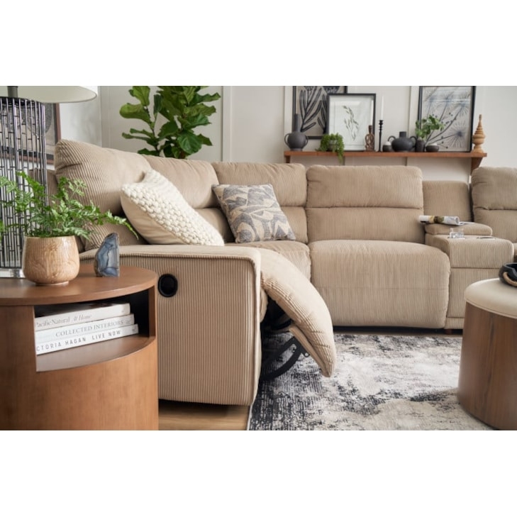 Reclining Sectional Sofa Overstuffed Cushions Storage Console Casual
