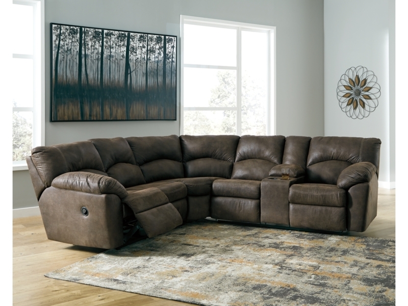 Reclining Sectional Sofa Weathered Microfiber Mottled Brown