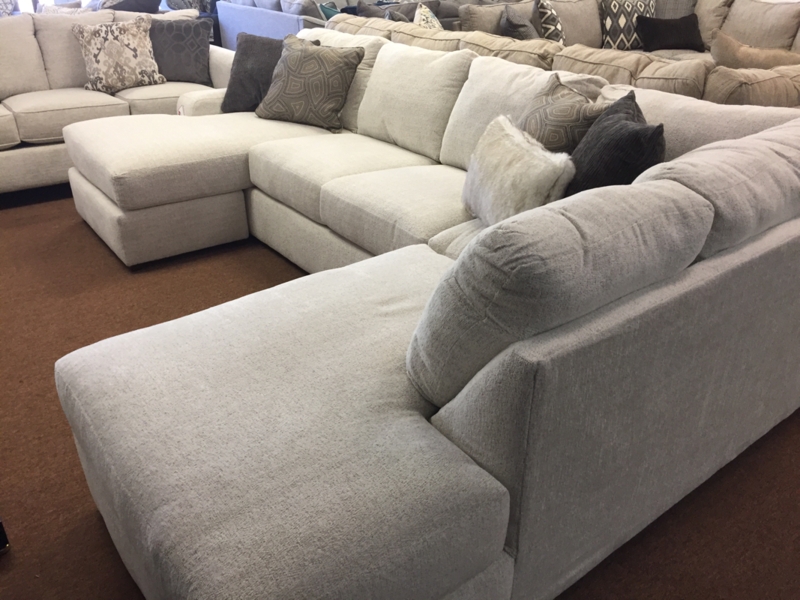 Reclining Sectional Sofa with Console, Beige Reclining Sectional with Console.