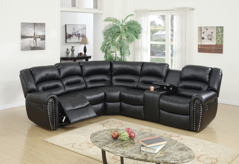 Reclining Sectional with Pillow Top Arms and Center Storage Console